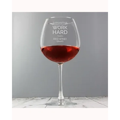 Personalised Work Hard Balloon Glass Personalised Work Hard Balloon Glass