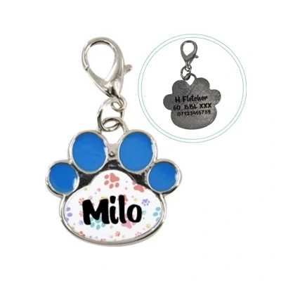 Pet Paw Shape Tag - Blue Pet Paw Shape Tag - Blue