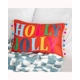 Red Holly Jolly Cushion with Pom Poms