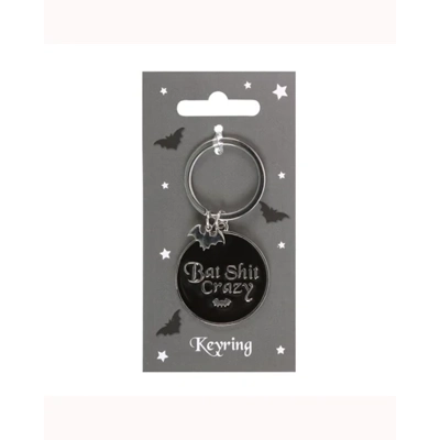 Round Bat Shit Crazy Keyring Round Bat Shit Crazy Keyring