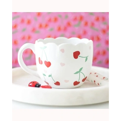 Scalloped Cherry Print Mug Scalloped Cherry Print Mug