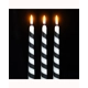 Set of 3 Black Candy Cane Taper Candles