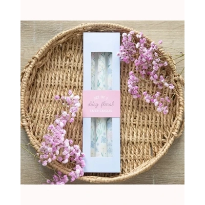 Set of 3 Ditsy Floral Taper Candles