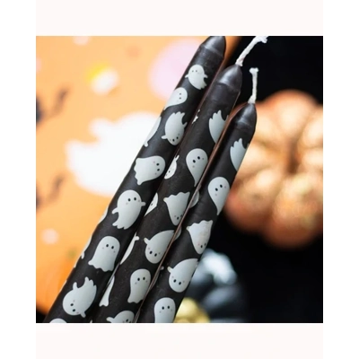 Set of 3 Ghost Print Taper Candles