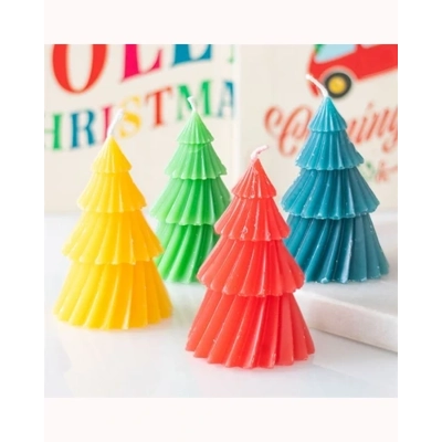 Set of 4 Colourful Christmas Tree Candles