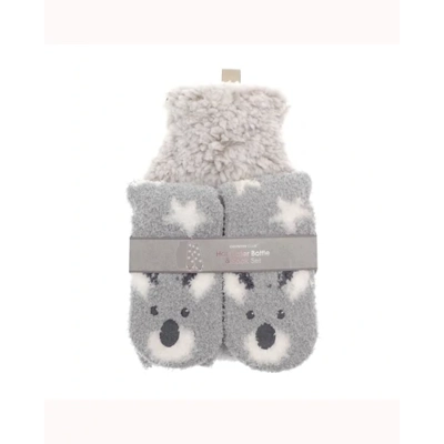 Sherpa Hot Water Bottle & Koala Slipper Socks Set