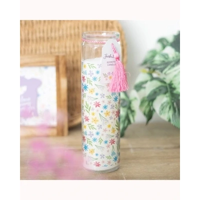 Spring Floral Print Fresh Linen Tube Candle Spring Floral Print Fresh Linen Tube Candle