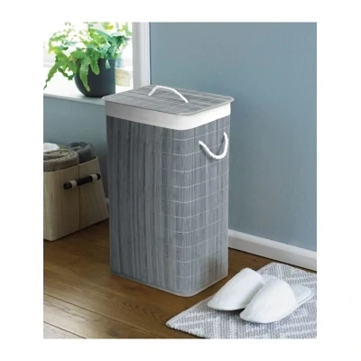 Square Bambooo laundry Hamper Grey Square Bambooo laundry Hamper Grey