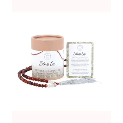 Stress Less Rosewood & Clear Quartz Mallah Necklace