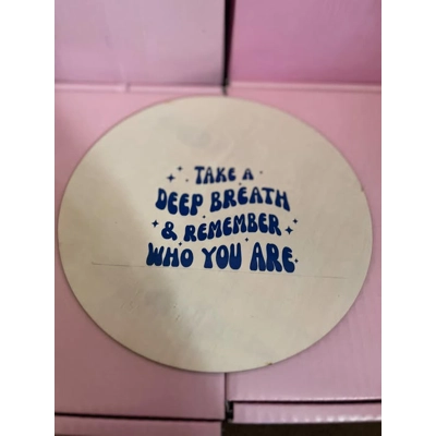 take a deep breath & remember who you are Large Round Plaque