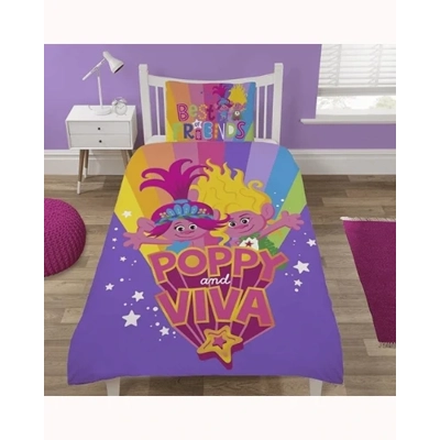 Trolls Poppy + Viva Reversible Single Duvet Set Trolls Poppy + Viva Reversible Single Duvet Set