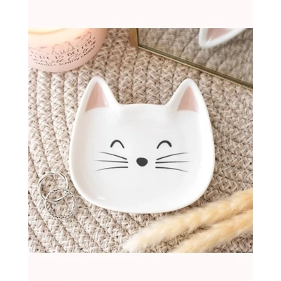 White Cat Face Trinket Dish
