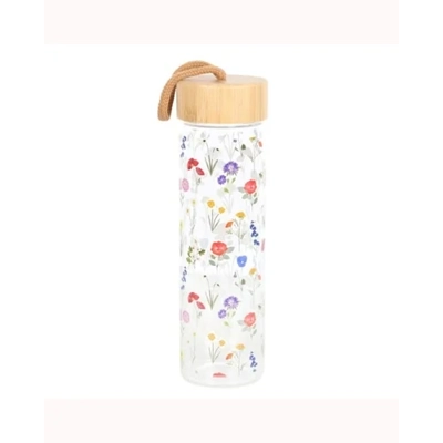 Wildflower Glass And Bamboo Water Bottle Wildflower Glass And Bamboo Water Bottle