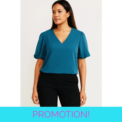 Puffy Short Sleeve Loose Blouse Puffy Short Sleeve Loose Blouse