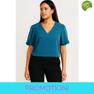 Puffy Short Sleeve Loose Blouse