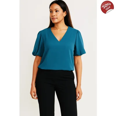 Puffy Short Sleeve Loose Blouse