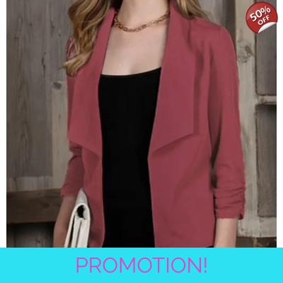 Mauve 3/4 Sleeve Shirring Open Blazer