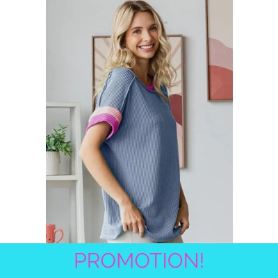 Ribbed Color Block Top