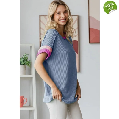 Ribbed Color Block Top