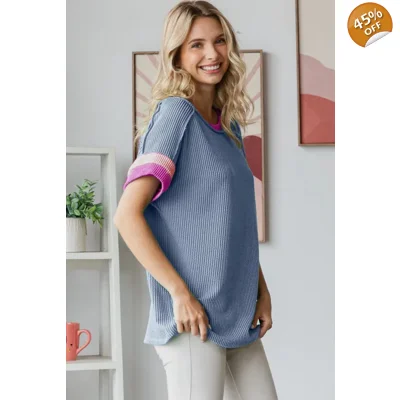 Ribbed Color Block Top
