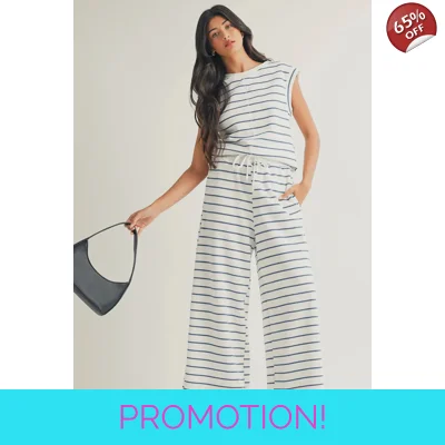 Striped Texture Two Piece Pants Set