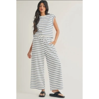 Striped Texture Two Piece Pants Set