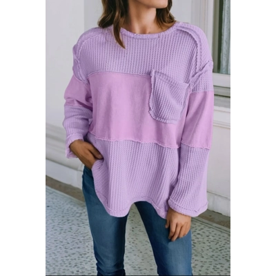 Thermal Knit Contrast Purple Top