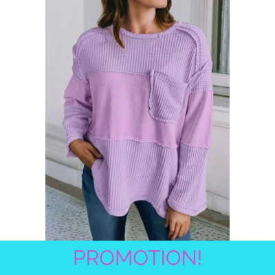 Thermal Knit Contrast Purple Top Thermal Knit Contrast Purple Top