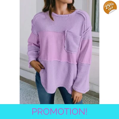 Thermal Knit Contrast Purple Top