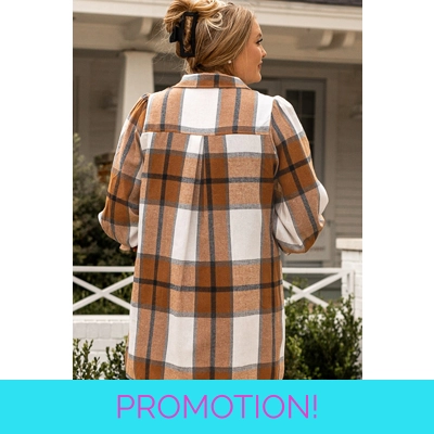Khaki Plus Size Plaid Flounce Sleeve Button up Shirt Dress Khaki Plus Size Plaid Flounce Sleeve Button up Shirt Dress