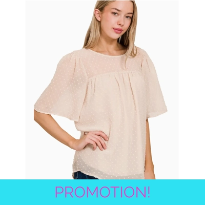 Swiss Dot Flutter Sleeve Top Swiss Dot Flutter Sleeve Top