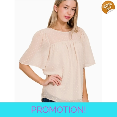 Swiss Dot Flutter Sleeve Top