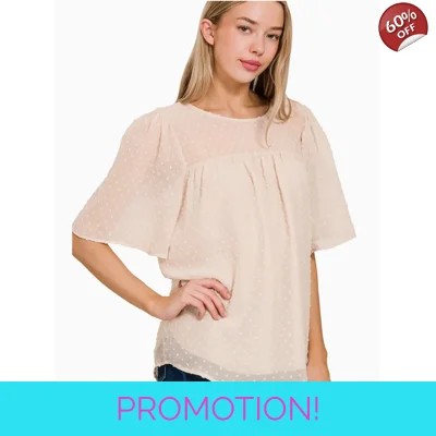 Swiss Dot Flutter Sleeve Top