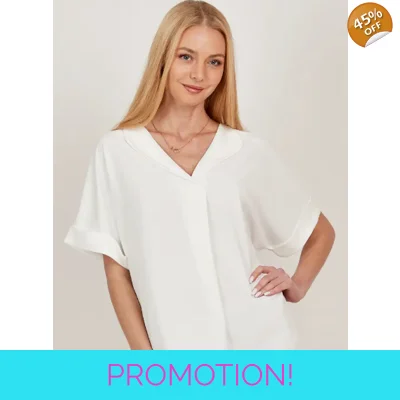 Solid Collared Short Sleeve Loose Boxy Top