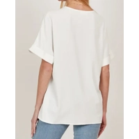Solid Collared Short Sleeve Loose Boxy Top