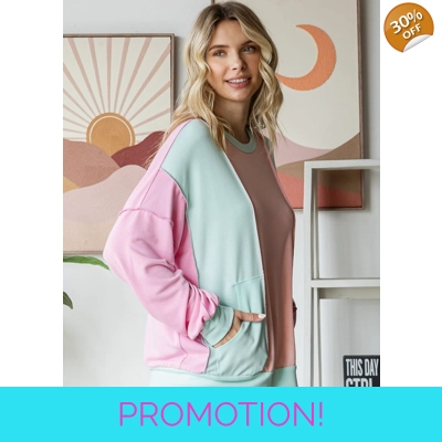 Color Block Patchwork Exposed Seam Pink