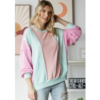 Color Block Patchwork Exposed Seam Pink