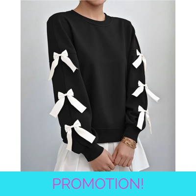 Bow Sleeve Round Neck Long Sleeve Sweatshirt