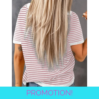 Striped Colorblock Crew Neck Knit Sweater