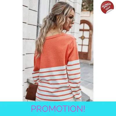 Color Block Stripes Knitted V Neck