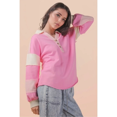Color Block Oversized Casual Knit Top