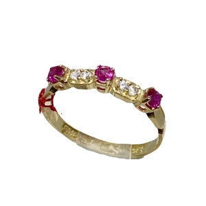 Anillo Media Churumbela Oro Puro 10k - Rubíes Y Zirconias (Usado)