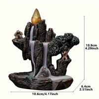 Mountain Flow Backflow Incense Fountain – Zen Waterfall Burner + 60 Natural Cones