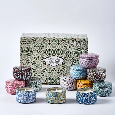 12pcs Set of Scented Aromatherapy Candles in Decorative Tins