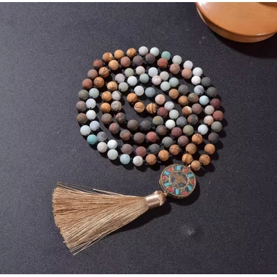 Natural Stone Meditation Mala Necklace β 108 Beads of Inne.. Natural Stone Meditation Mala Necklace β 108 Beads of Inne..