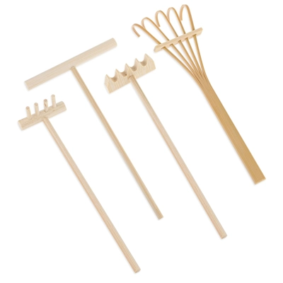 Mini Zen Garden Rake Tool Set – 4-Piece Wooden Kit Mini Zen Garden Rake Tool Set – 4-Piece Wooden Kit