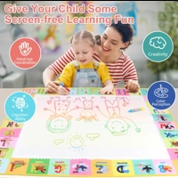100x80CM Magic Water Drawing Mat – Reusable Doodle Mat with Magic Pens, Stencils & Shapes – Montesso