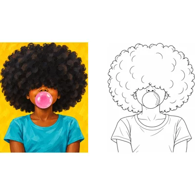 Bubble Gum Girl with Afro