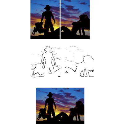 Cowboy and Cowgirl on Beach Silhouette