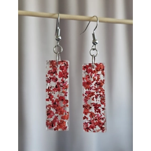 Elegant 7cm Rectangular Resin Earrings with Dried Flowers - Handmade Jewellery